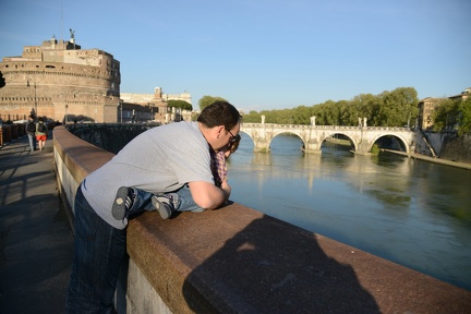 Peering over the edge to the River Tiber